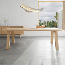 Gisella Rectangular Wooden Dining Table in White Oak