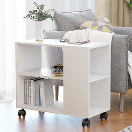 Gittel Wooden Side Table With Castors In White