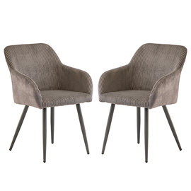 Glen Grey Corduroy Velvet Dining Chairs In Pair