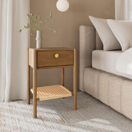 Glenora Wooden Bedside Cabinet in Matt Oak