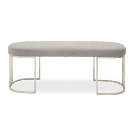 Glidden Fabric Hallway Bench With Curved Legs In Grey