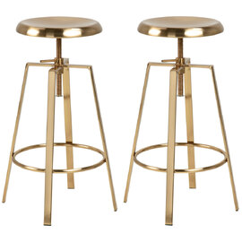 Goliad Brushed Gold Metal Bar Stools In Pair