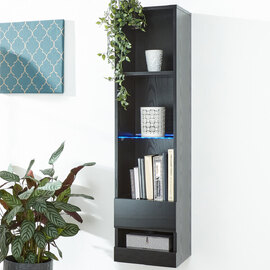 Goole Wall Hung High Gloss Shelving Unit In Black With LED