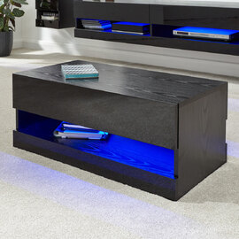 Goole Wooden Coffee Table In Black With LED