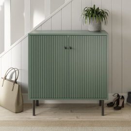 Goteborg Wooden Shoe Cabinet With 2 Doors In Dowager Green