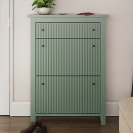 Goteborg Wooden Shoe Cabinet With 2 Flap Doors In Dowager Green