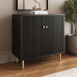 Goteborg Wooden Shoe Storage Cabinet with 2 Doors in Black