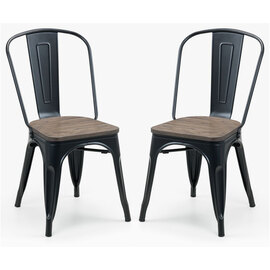 Gael Mocha Elm Wooden Dining Chairs With Metal Frame In Pair