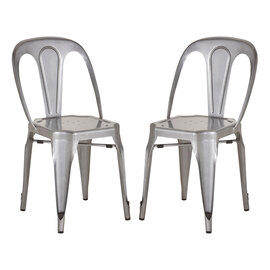 Dschubba Grey Metal Dining Chairs In A Pair