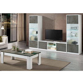 Graz Living Room Set With Coffee Table In White Oxide And LED