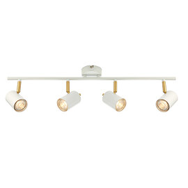 Gull 4 Lights Bar Spotlight In Matt White And Satin Brass