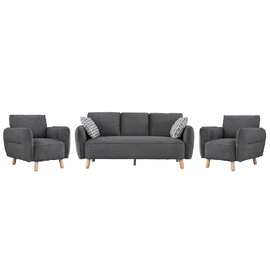 Gunnison Fabric 3+1+1 Seater Sofa Set In Dark Grey