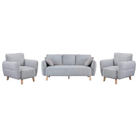 Gunnison Fabric 3+1+1 Seater Sofa Set In Light Grey