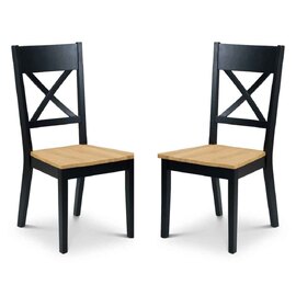 Haile Black and Oak Wooden Dining Chairs in Pair