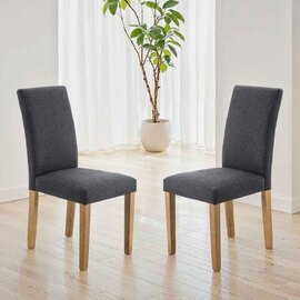 Haldrex Slate Grey Fabric Dining Chair with Oak Legs in Pair