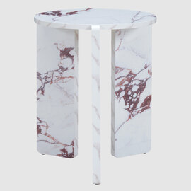 Halifax Wooden Round Side Table In Violetta Marble Effect