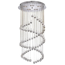 Hallway 5 Light Clear Crystal Multi Drop Pendant Light In Chrome