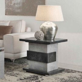 Heston High Gloss Lamp Table in Grey Marble Effect