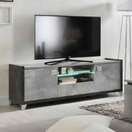Heston High Gloss Marble Effect TV Unit in Grey and LED