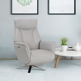 Halmora Leather Recliner Chair in Platinum