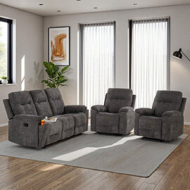Halmstad Fabric Recliner 3+1+1 Seater Sofa Set in Grey