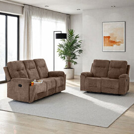 Halmstad Fabric Recliner 3+2 Seater Sofa Set in Antelope Brown