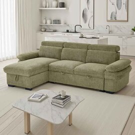 Halzen Fabric Corner SofaBed in Green