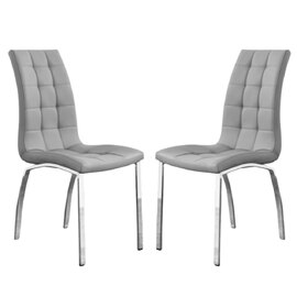 Hamden Grey PU Leather Dining Chairs In Pair