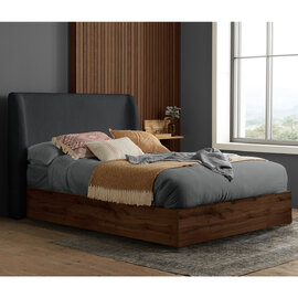 Hamel Fabric Ottoman Storage King Size Bed With Wooden Frame In Grey
