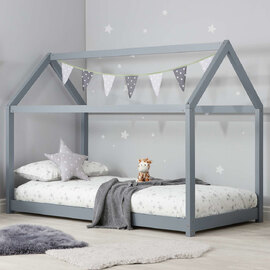 Hamel Wooden Single House Bed In Grey