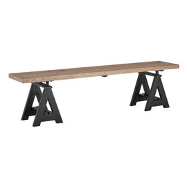 Hampro Wooden Dining Bench With Black Metal Legs In Natural