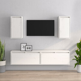 Hanayo Solid Pinewood Entertainment Unit In White