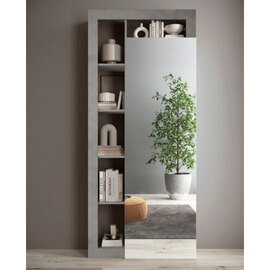Hanmer Mirrored Wardrobe With 1 Door And Shelves In Concrete
