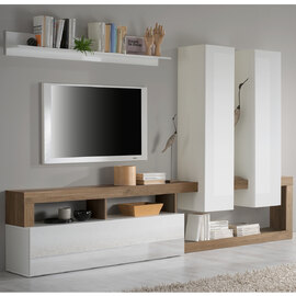 Hanmer Large White Gloss Entertainment Wall Unit In Mercure