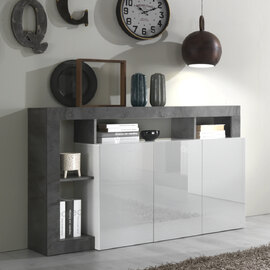Hanmer White High Gloss Sideboard With 3 Doors In Oxide