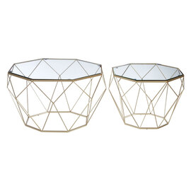 Hannah Octagonal Glass Set Of 2 Side Tables With Champagne Frame