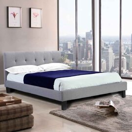 Hanne Linen Fabric King Size Bed In Grey