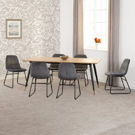 Hanover Oak Wooden Dining Table With 6 Lyster Grey Chairs