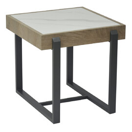 Hanover Sintered Stone End Table With Gun Grey Metal Frame