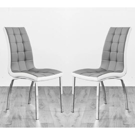 Hamden Grey And White Faux Leather Dining Chairs In Pair