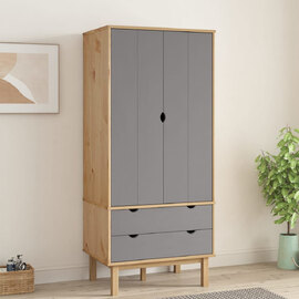 Harrow Wooden Wardrobe With 2 Doors 2 Drawers In Grey Brown