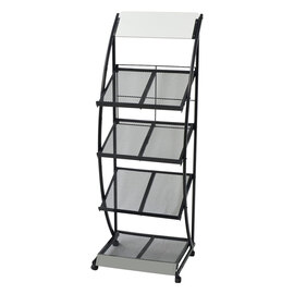 Hart Metal Magazine Rack With 4 Shelves In Black