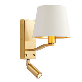 Harvey 1 Light Wall Light With Spotlight In Brushed Gold