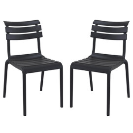 Haslet Black Polypropylene Outdoor Side Chairs In Pair