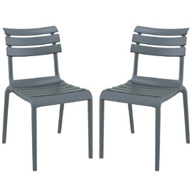 Haslet Dark Grey Polypropylene Outdoor Side Chairs In Pair