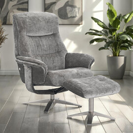 Haslet Fabric Recliner Chair With Stool In Wishing Well