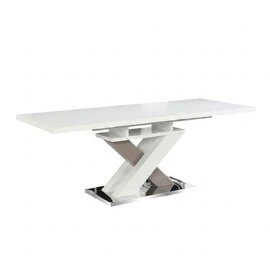 Haslet High Gloss Extending Dining Table in White and Grey