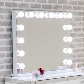 Haslet Landscape Dressing Mirror With White High Gloss Frame