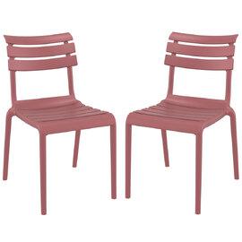 Haslet Marsala Polypropylene Outdoor Side Chairs In Pair