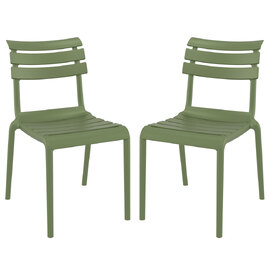 Haslet Olive Green Polypropylene Outdoor Side Chairs In Pair